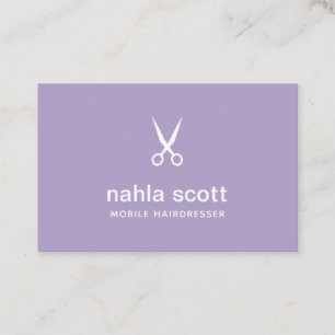 Carte De Visite Ciseaux violets pour coiffeur mobile Royaume-Uni/E