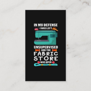 Carte De Visite Citation amusante à coudre Magasin de tissus de fi