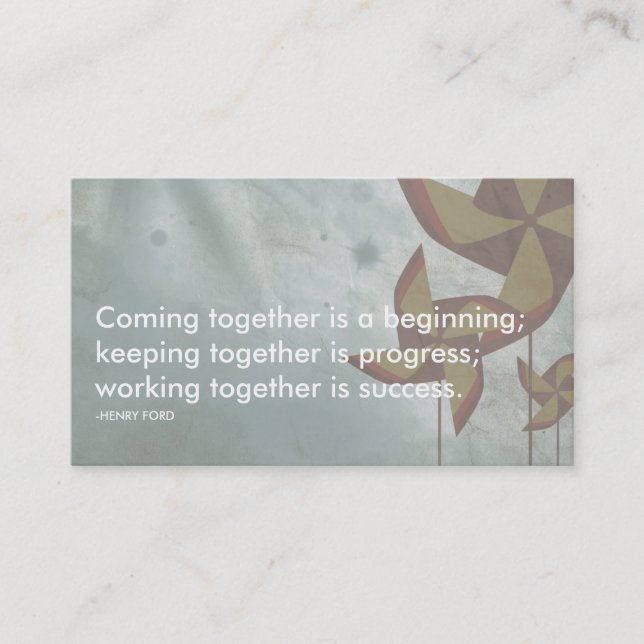 Carte De Visite citation de succès henry ford (Devant)