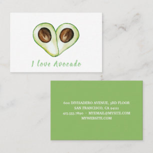 Carte De Visite Citation moderne Heart Green I Love Avocado