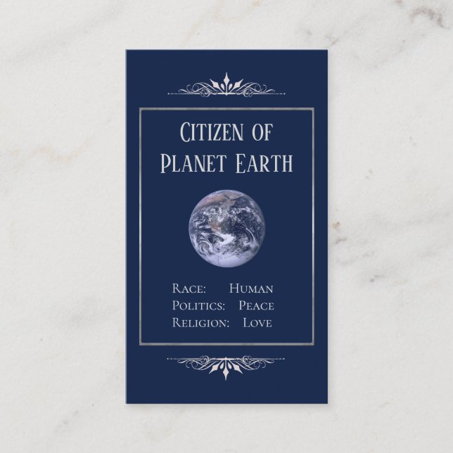 Carte De Visite Citoyen de la planète Terre (Devant)