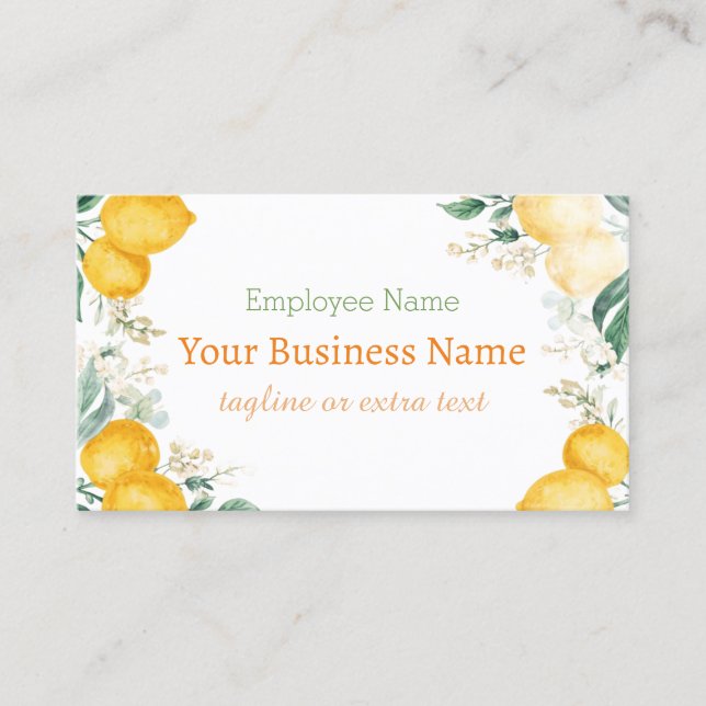 Carte De Visite Citron à l'aquarelle Citrus Vintage (Devant)