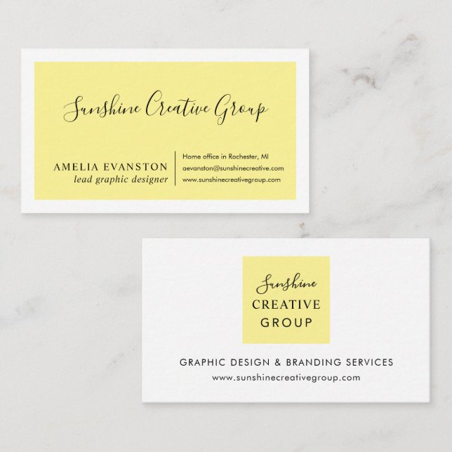 Carte De Visite Citron jaune minimal moderne (Devant / Derrière)