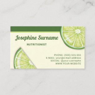 Carte De Visite Citron Vert Citron Fruit Tranches Nutritionniste