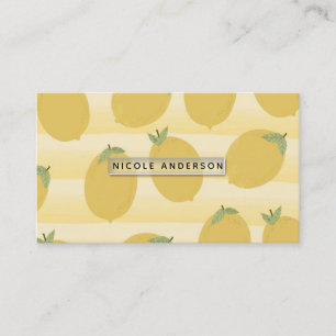 Carte De Visite Citrons Jaunes Eau de Fruits d'Eté Aquarelle Amusa