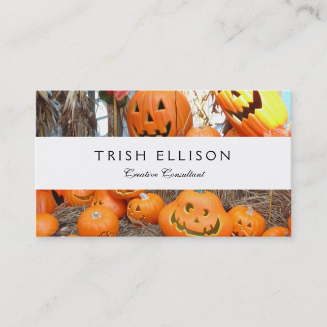 Carte De Visite Citrouille halloween Jack-o'-lantern orange citrou (Devant)