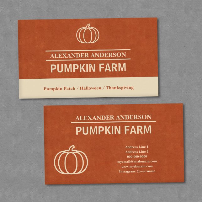 Carte De Visite Citrouille Moderne (Modern Pumpkin Business Card)