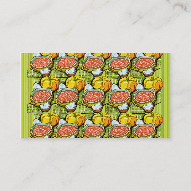 Carte De Visite Citrouilles, soupe et Arrière - plan rayé (Devant)