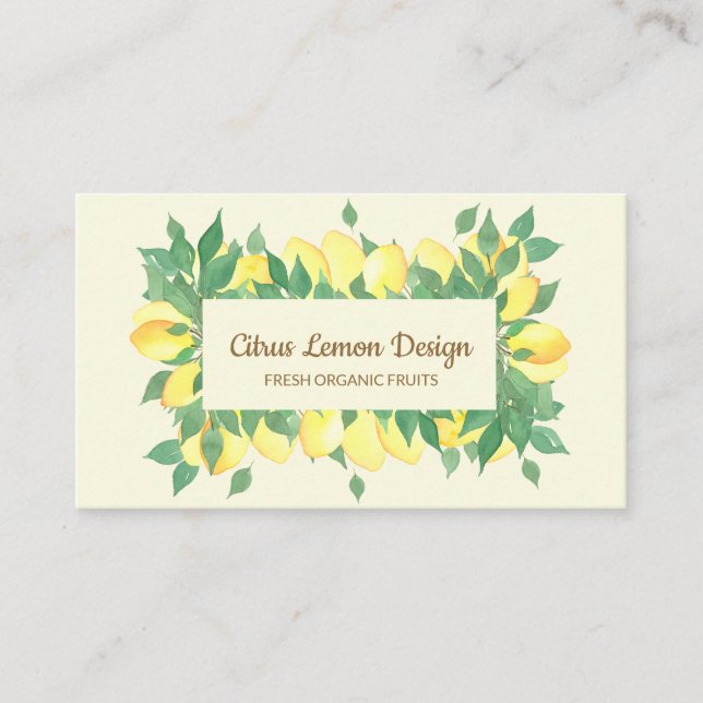 Carte De Visite Citrus Citron Fruit frais crème à la vanille beige (Devant)