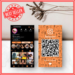 Carte De Visite Citrus Orange Salon de Coiffure Instagram QR