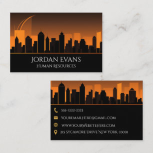 Carte De Visite City Skyline Professional Orange et Black Business