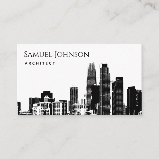 Carte De Visite City Skyline Sketch Uptown Downtown Architect (Devant)