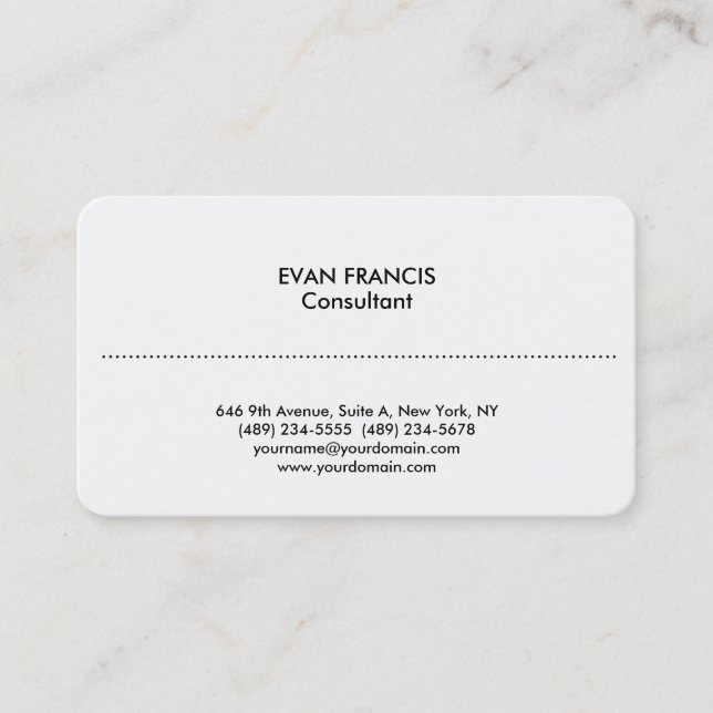 Carte De Visite Clair simple blanc pur professionnel classique (Devant)