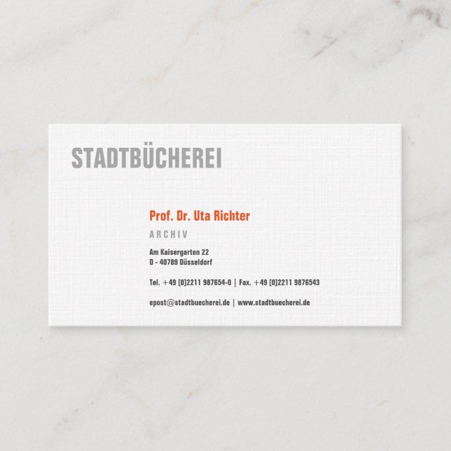 Carte de visite claire avec orange (Devant)