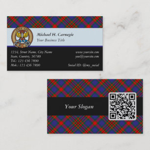 Carte De Visite Clan Carnegie Crest sur Tartan