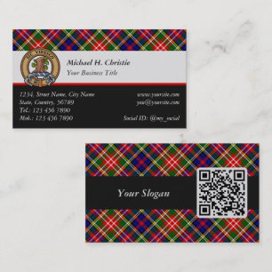 Carte De Visite Clan Christie Crête sur Tartan