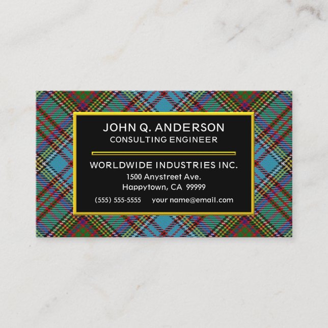 Carte De Visite Clan écossais Anderson Tartan Plaid (Devant)