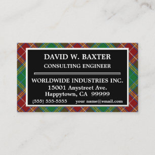 Carte De Visite Clan écossais Baxter Tartan Plaid
