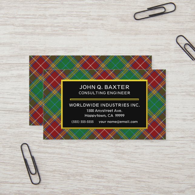 Carte De Visite Clan écossais Baxter Tartan Plaid (Devant/Arrière en situation)
