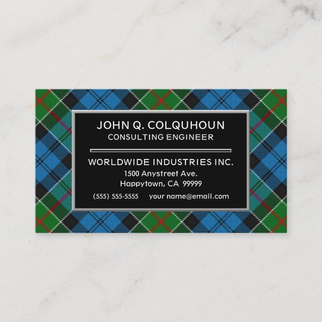 Carte De Visite Clan écossais Colquhoun Tartan Plaid (Devant)