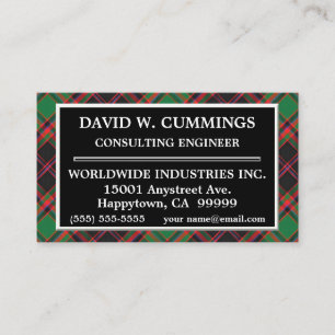 Carte De Visite Clan écossais Cumming Chasse Tartan Plaid