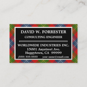 Carte De Visite Clan écossais Forrester Tartan Plaid