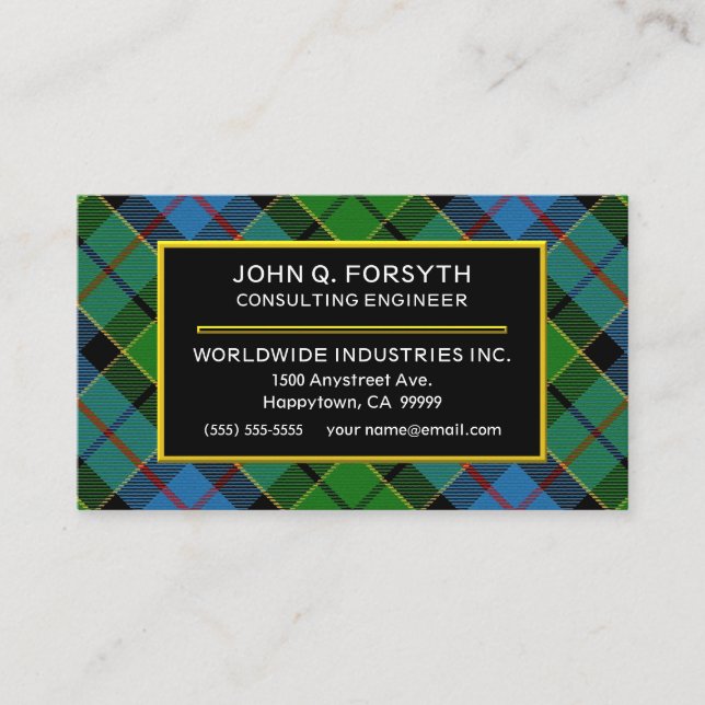 Carte De Visite Clan écossais Forsyth Tartan Plaid (Devant)