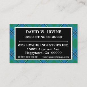 Carte De Visite Clan écossais Irvine Irwin Tartan Plaid