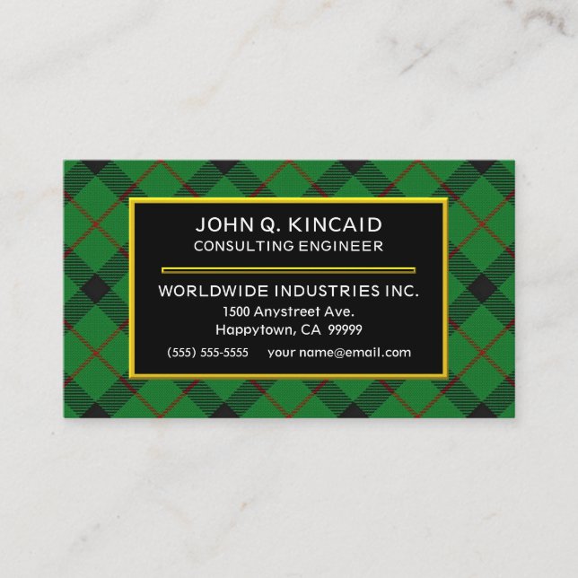 Carte De Visite Clan écossais Kincaid Tartan Plaid (Devant)