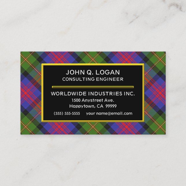 Carte De Visite Clan écossais Logan Tartan Plaid (Devant)