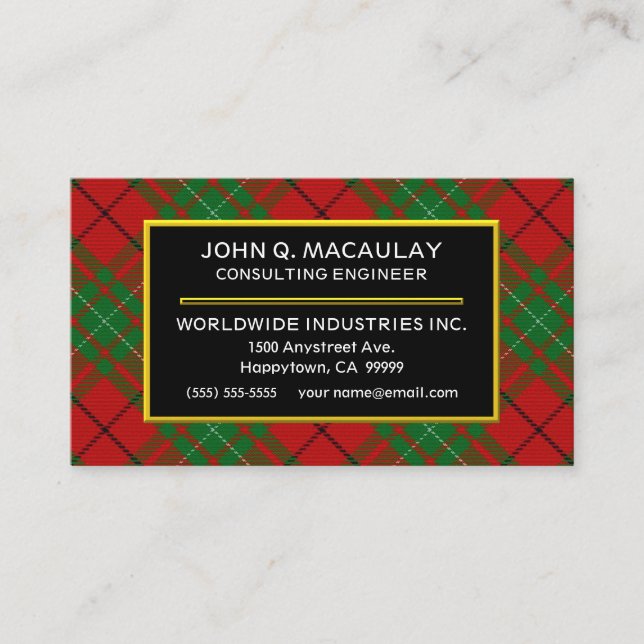 Carte De Visite Clan écossais MacAulay Tartan Plaid (Devant)