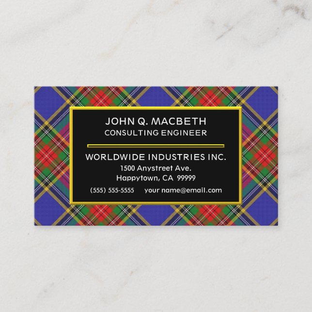 Carte De Visite Clan écossais MacBeth Tartan Plaid (Devant)