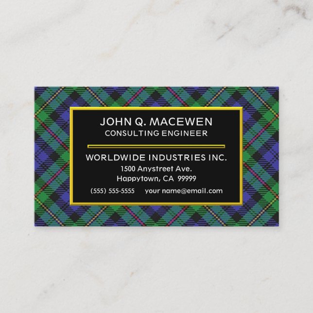 Carte De Visite Clan écossais MacEwen Tartan Plaid (Devant)