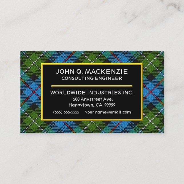 Carte De Visite Clan écossais MacKenzie Tartan Plaid (Devant)