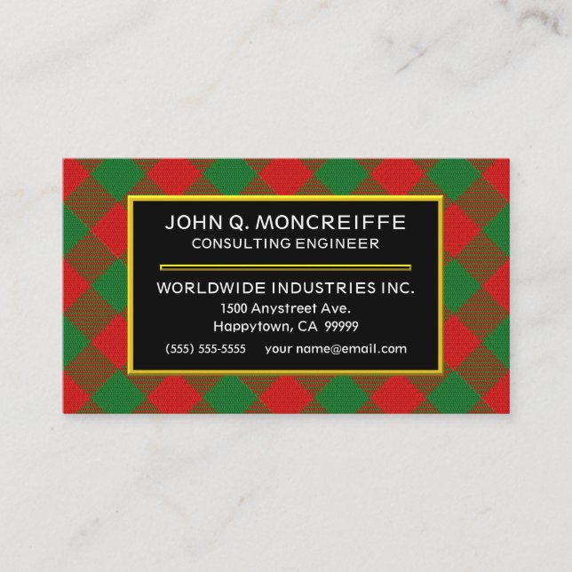 Carte De Visite Clan écossais Moncreiffe Tartan Plaid (Devant)