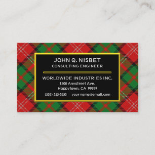 Carte De Visite Clan écossais Nisbet Tartan Plaid