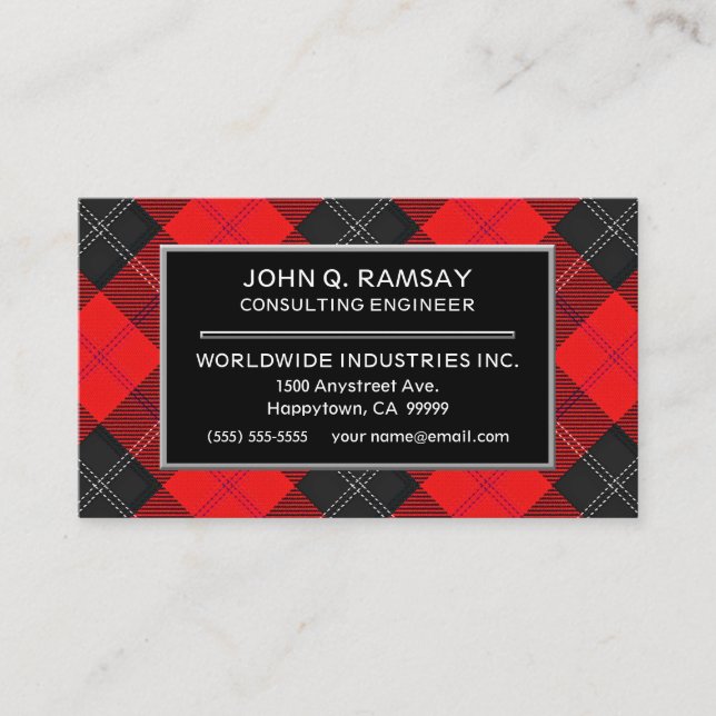 Carte De Visite Clan écossais Ramsay Red Tartan Plaid (Devant)