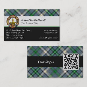 Carte De Visite Clan MacDowall Crest sur Tartan