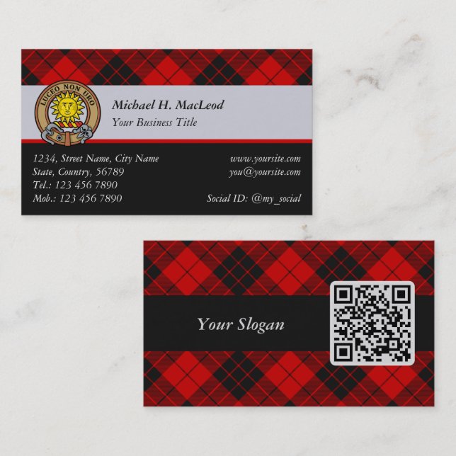 Carte De Visite Clan Macleod de Raasay Tartan (Devant / Derrière)