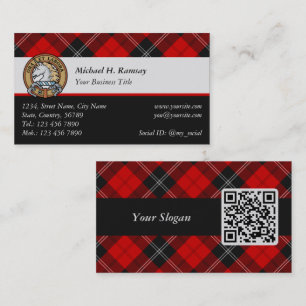 Carte De Visite Clan Ramsay Crest sur Red Tartan