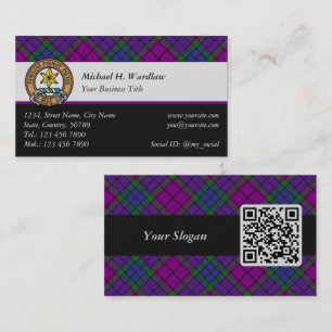 Carte De Visite Clan Wardlaw Crest sur Tartan