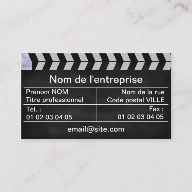 Carte De Visite clap cinéma (Devant)