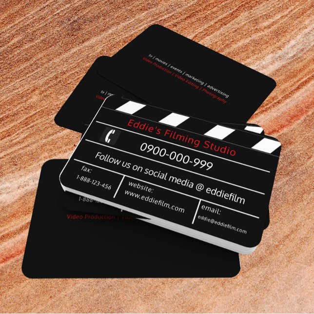 Carte De Visite Clapperboard Film & Vidéo Moteur Ardoise (Créateur téléchargé)