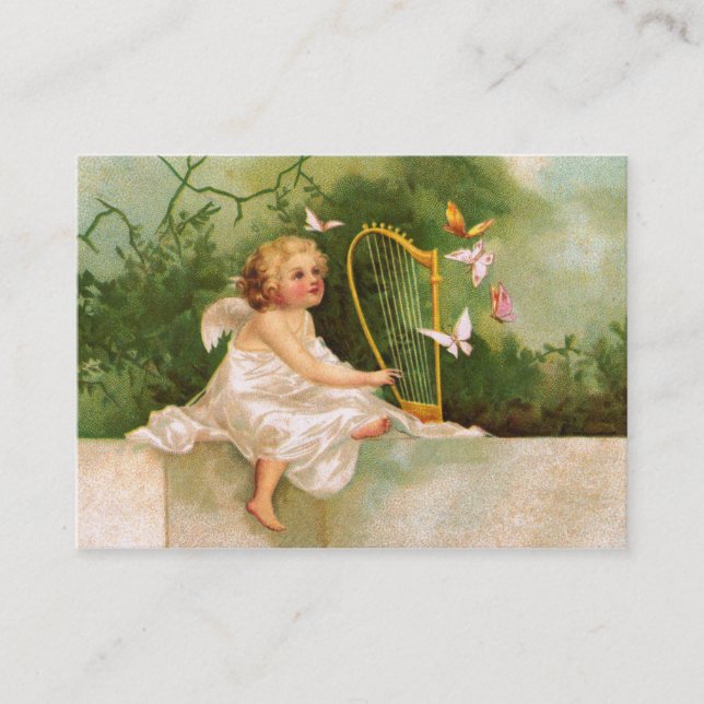 Carte De Visite Clapsaddle : Ange jouant l'harpe (Devant)