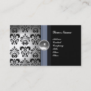 Carte De Visite CLASSÉ DAMASK GEM MONOGRAM noir blanc