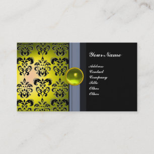 Carte De Visite CLASSE DAMASK GEM MONOGRAM noir topaz jaune