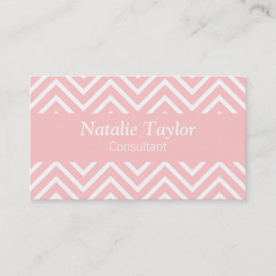 Carte De Visite Classe et élégant, motif chevron rose et blanc