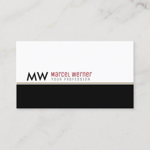 Carte De Visite classe et monogramme blanc & noir pro corporate