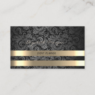 Carte De Visite Classé Luxe Elégant, Damas, Faux Gold Stripes