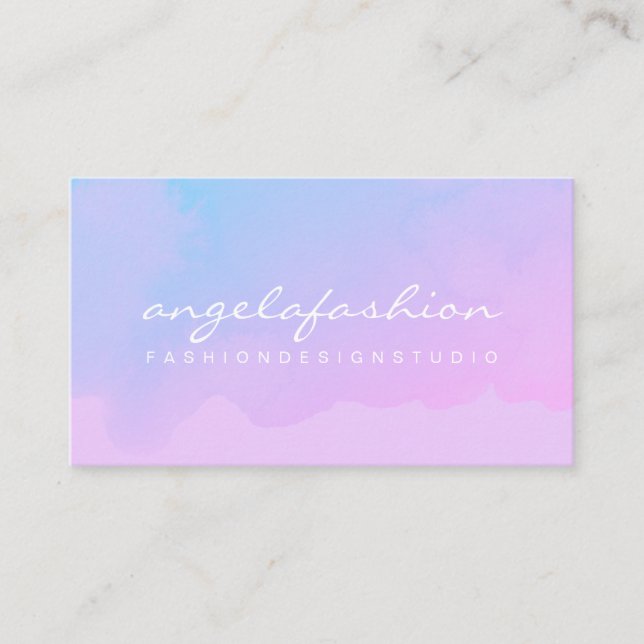 Carte De Visite Classe Rose Ombré Aquarelle Abstraite (Devant)